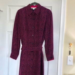 Herringbone Shirtdress (Pink/Black)